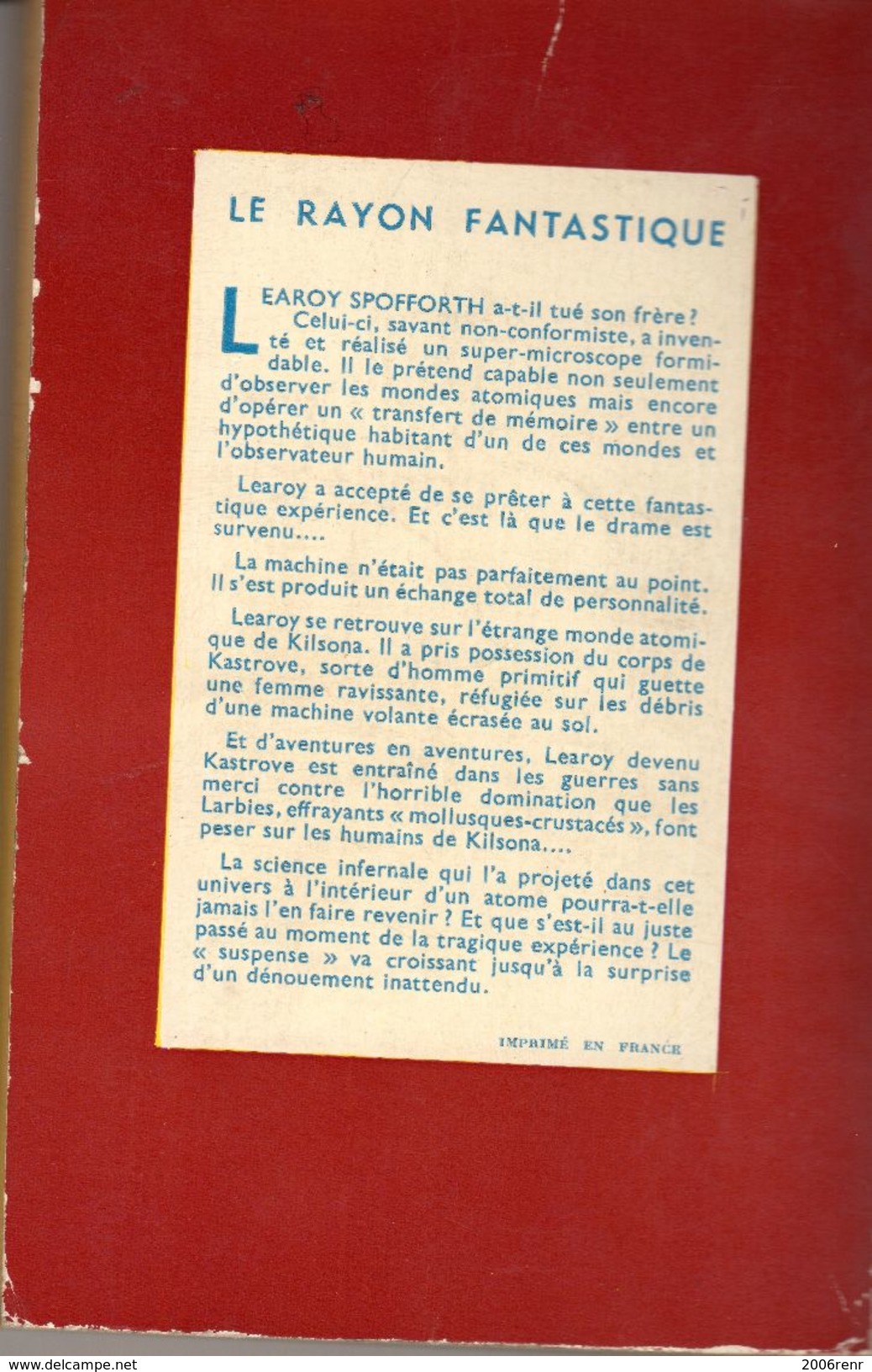 KILSONA MONDE ATOMIQUE DE Festus Pragnell Rayon Fantastique. N° 33 E.O. Bon ètat Voir... - Le Rayon Fantastique