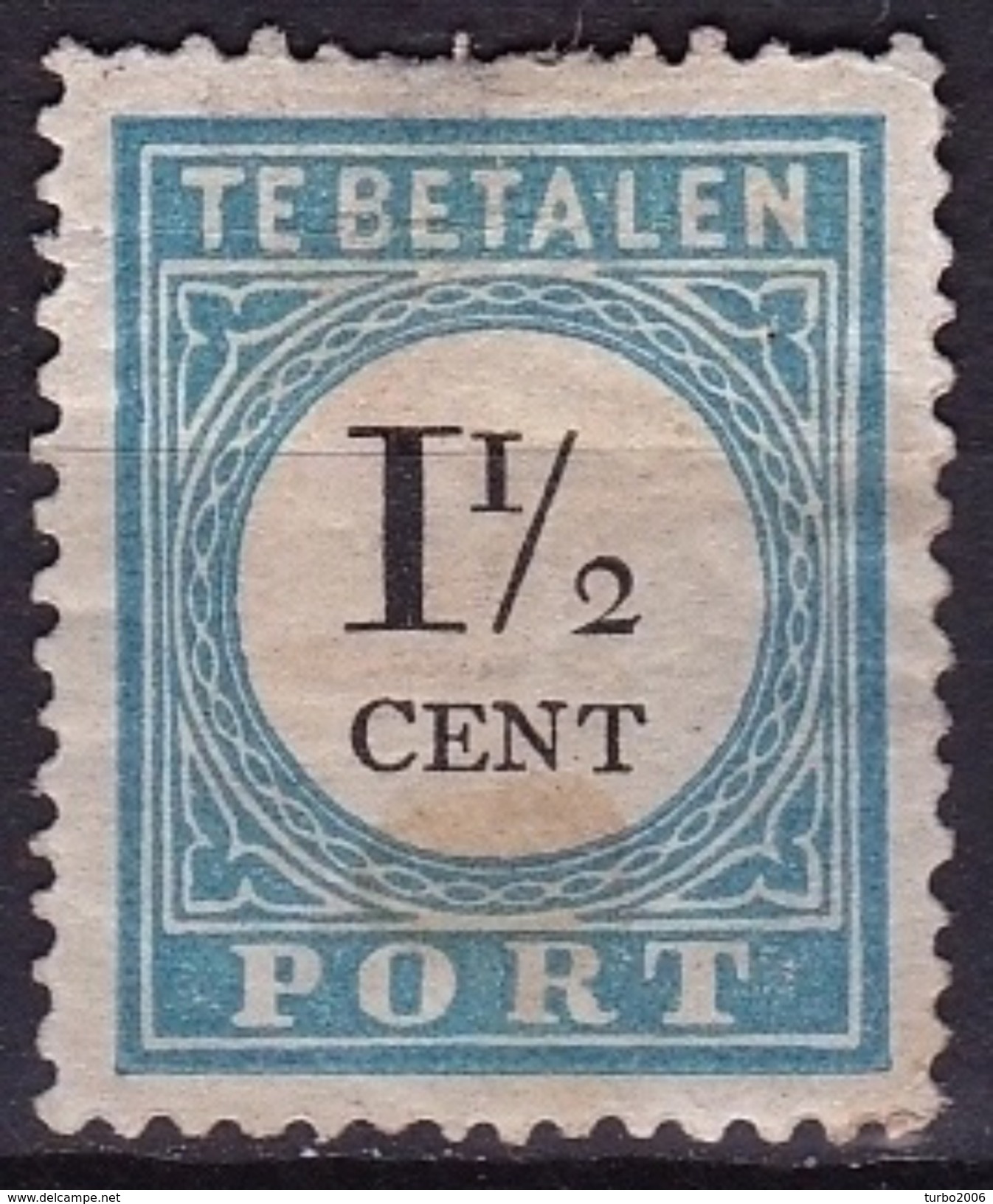 1881-1887 Portzegels Lichtblauw / Zwart Cijfer : 1½ Cent Kamtanding 13½ : 13¼ NVPH  P 4 A III Ongestempeld - Tasse