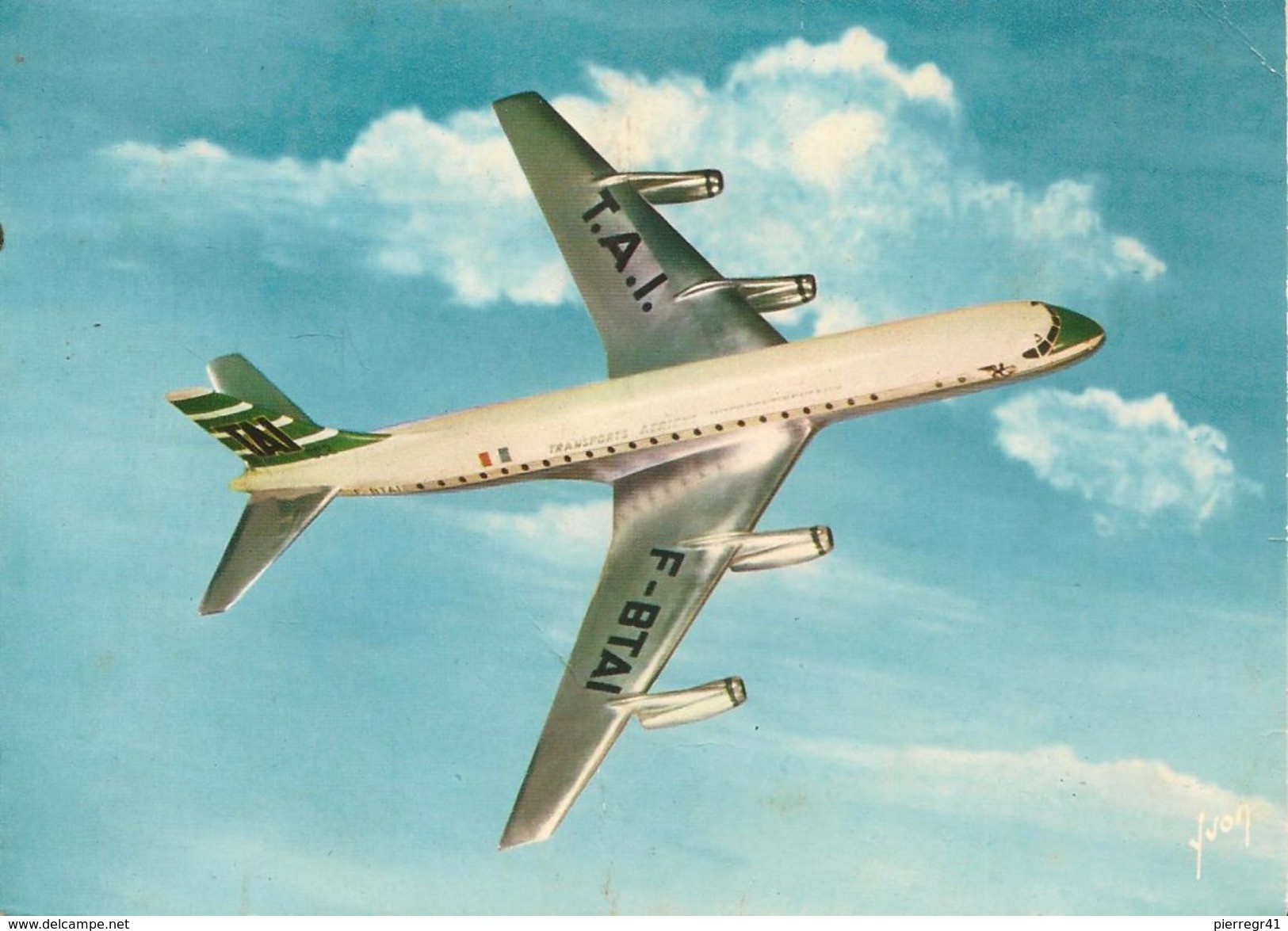 CPA-1960-AVION-DC8-Cie AERIENNE FRANCAISE T.A.I Transp Aeriens IntercontiNANTS-BE Leger Pli Edit YVON - 1946-....: Moderne