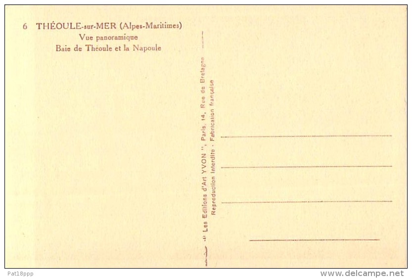 06 - THEOULE SUR MER : Vue Panoramique Baies Théoule La Napoule - CPSM Sépia Format CPA ( Yvon N° 6) - Alpes Maritimes - Other & Unclassified