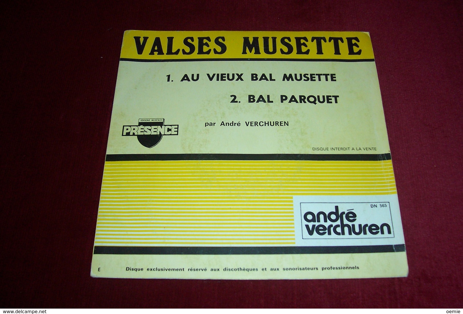 MUSETTE RETRO  DISQUE RESERVE POUR LES PROFESSIONNELS  / ANDRE VERCHUREN - Musicals