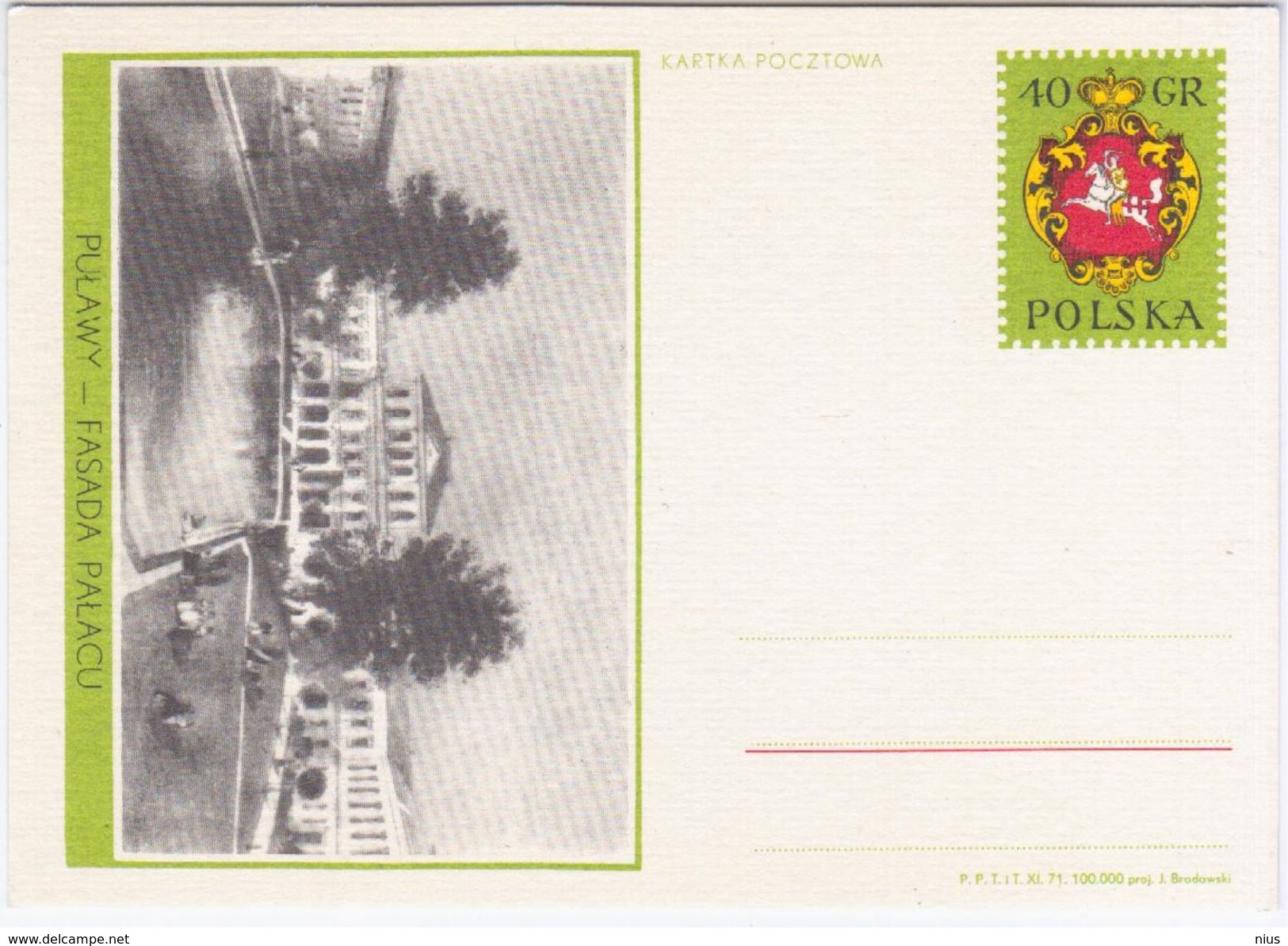 Poland Lithuania 1971 Pulawy, Fasada Palacu, Facade Of The Palace - Stamped Stationery