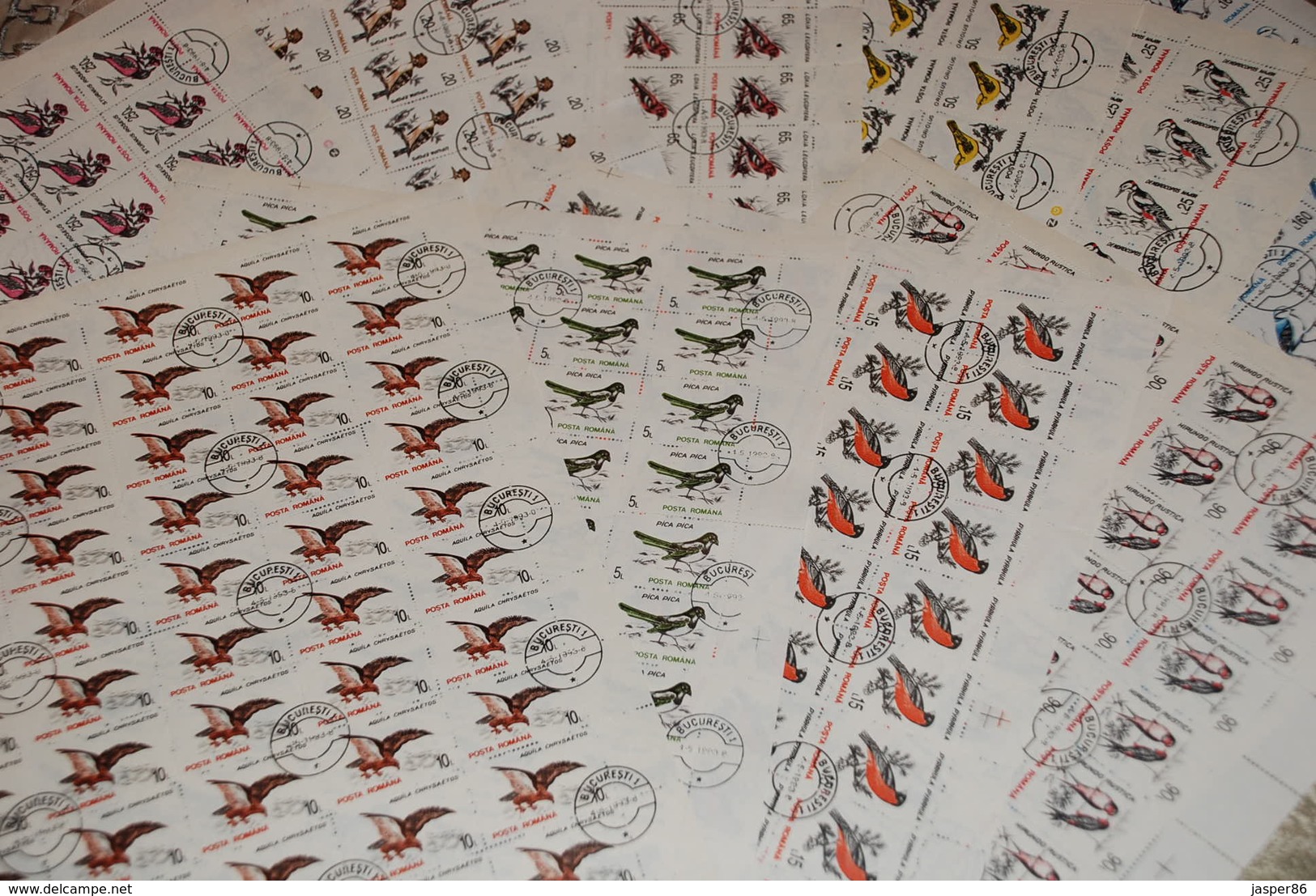 ROMANIA 500 Forest BIRDS Sc 3812-3821, 50 X COMPLETE Sets WHOLESALE CV$100 - Full Sheets & Multiples