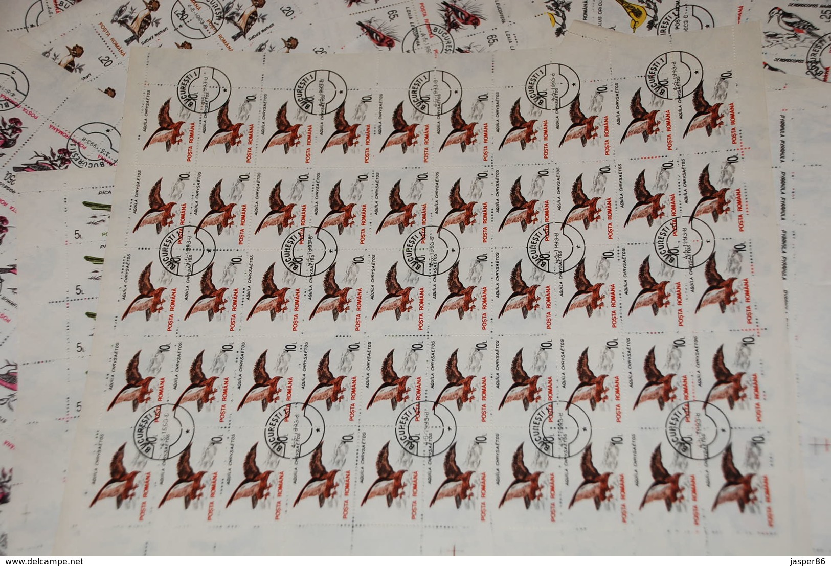 ROMANIA 500 Forest BIRDS Sc 3812-3821, 50 X COMPLETE Sets WHOLESALE CV$100 - Full Sheets & Multiples