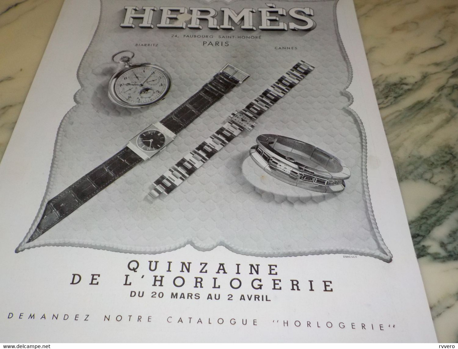 ANCIENNE PUBLICITE MONTRE HERMES 1939 - Autres & Non Classés
