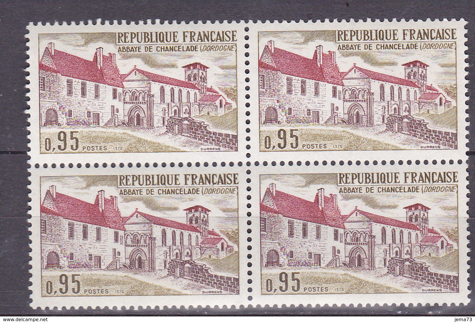 N° 1645 Série Touristique Abbaye De Chancelade ( Dordogne ) : 1 Bloc De 4 Timbres Neuf Sans Charnière Impeccable - Ongebruikt