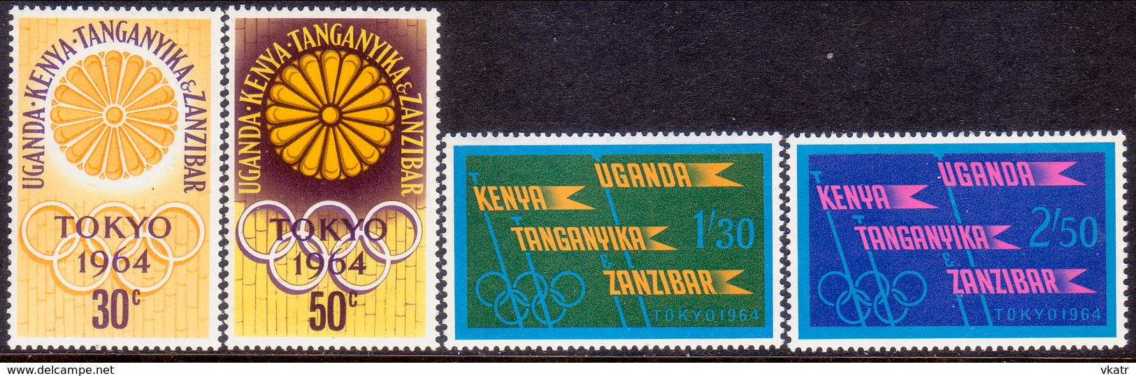 KENYA, UGANDA AND TANZANIA 1964 SG 207-10 Compl.set MH Olympic Games, Tokyo - Kenya, Uganda & Tanzania