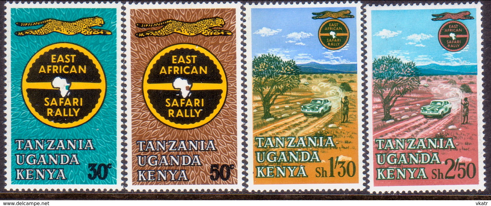 KENYA, UGANDA AND TANZANIA 1964 SG 211-14 Compl.set MLH African Safari Rally - Kenya, Uganda & Tanzania