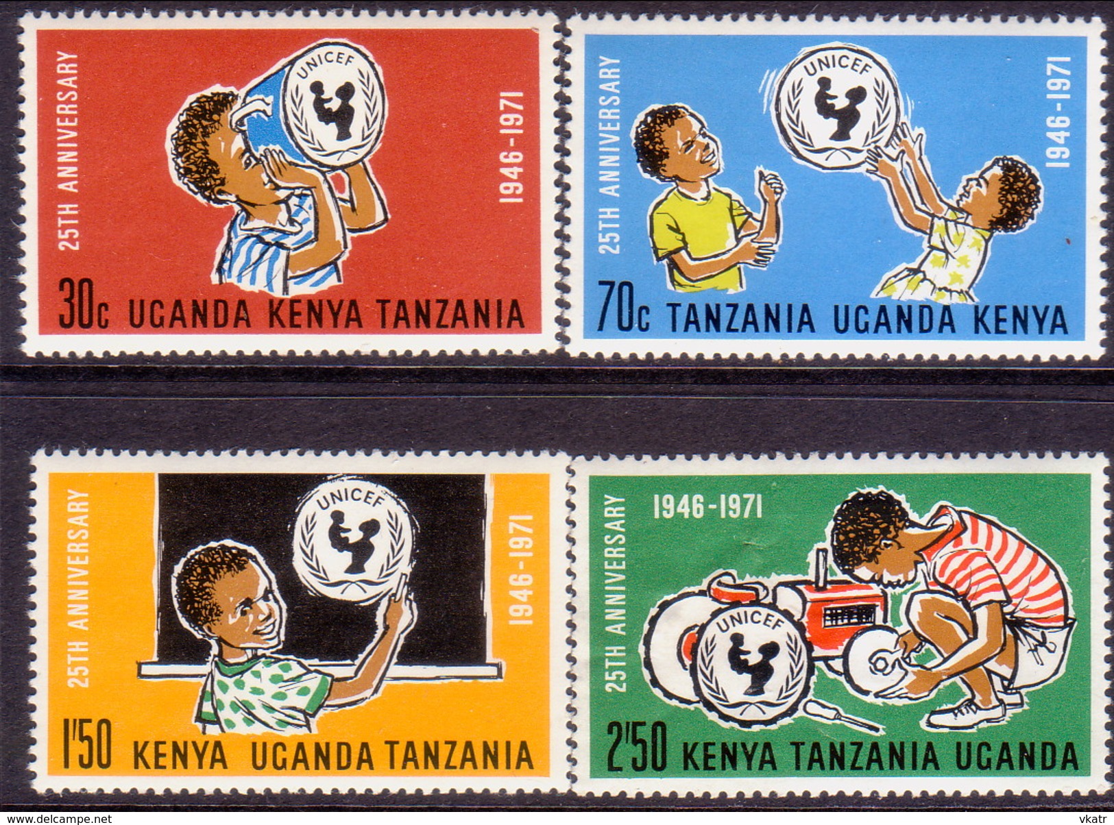 KENYA, UGANDA AND TANZANIA 1972 SG 310-13 Compl.set MNH But 2sh 50c Creased UNICEF - Kenya, Uganda & Tanzania