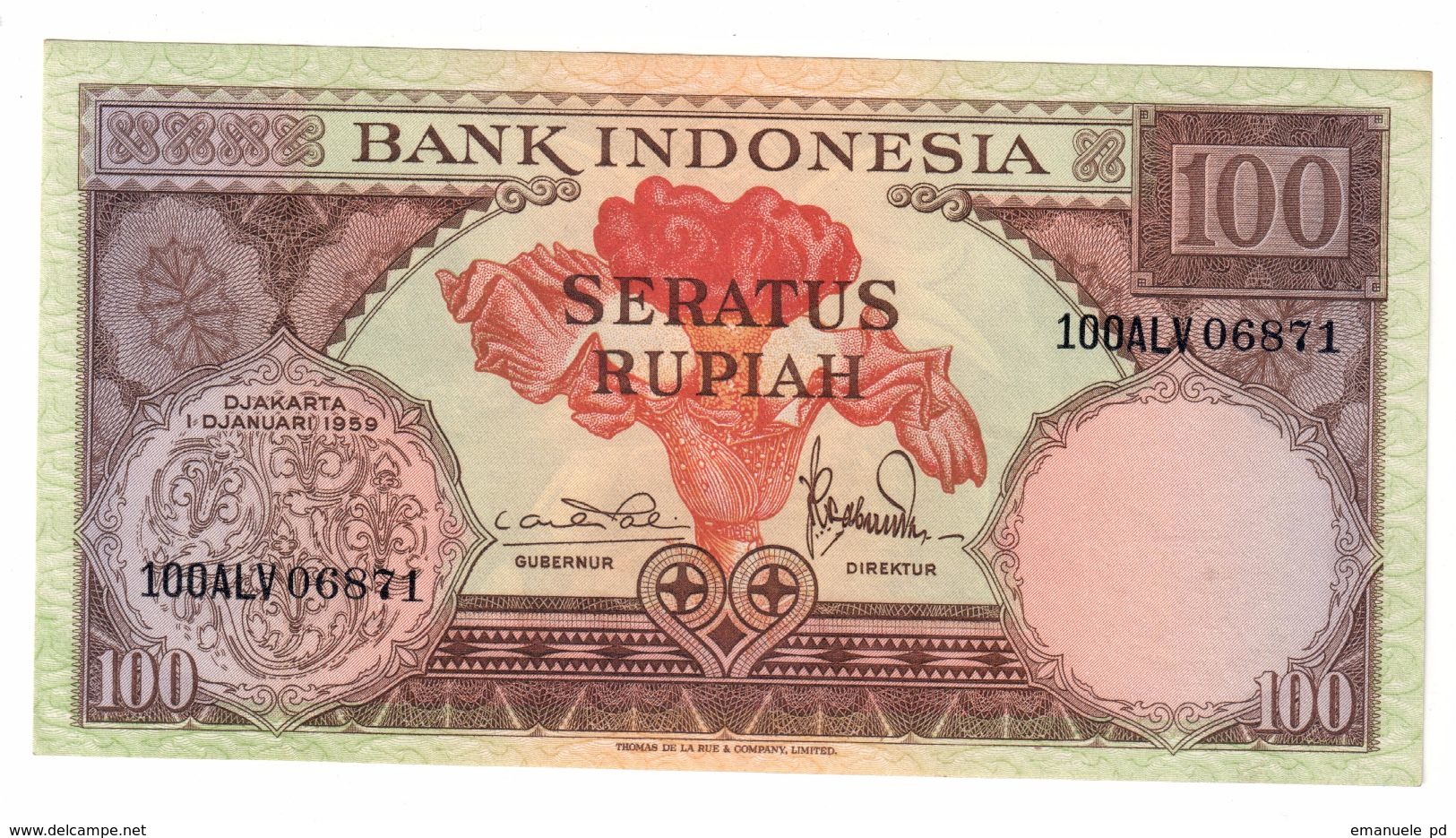 Indonesia 100 Rupiah 1959 UNC - Indonesia