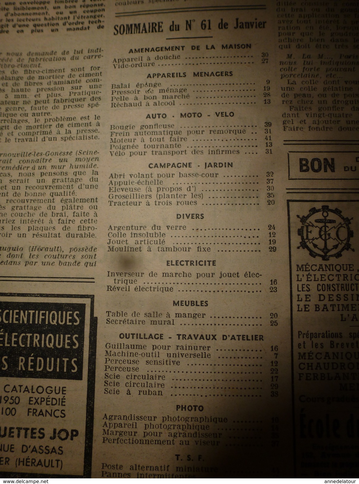 1951 TLSD :Faire: Pressoir Familial;Polir Le Marbre;Jouet Articulé;Argenture Du Verre;Frein Automatique;Mandoline; Etc - Bricolage / Tecnica