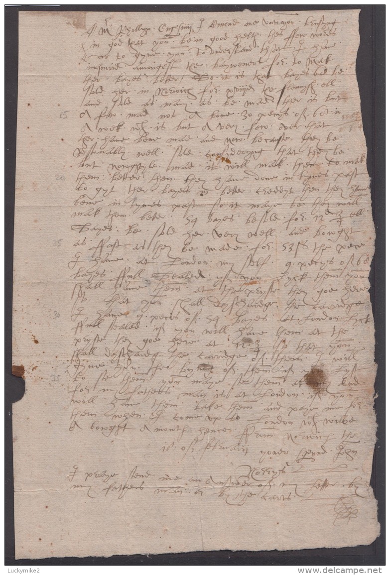C1590 Letter From "Norrys (?) To "Corsini, London".   Ref 0358 - Other & Unclassified