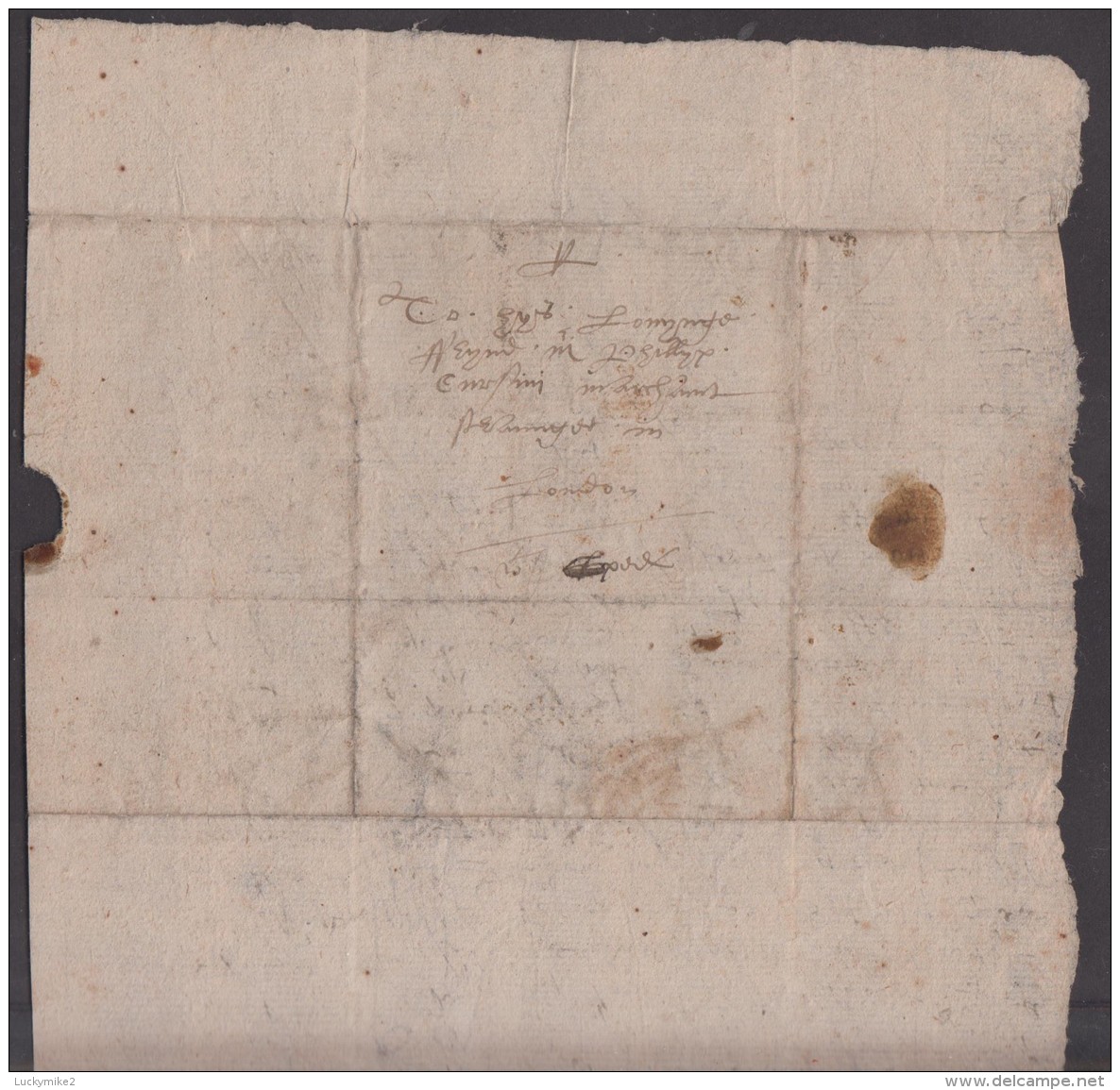 C1590 Letter From "Norrys (?) To "Corsini, London".   Ref 0358 - Other & Unclassified