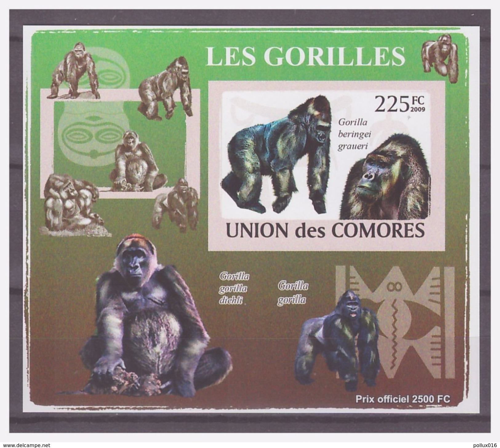 0266 Comores 2009 Aap Gorilla Ape Monkey S/S MNH Imperf - Apen