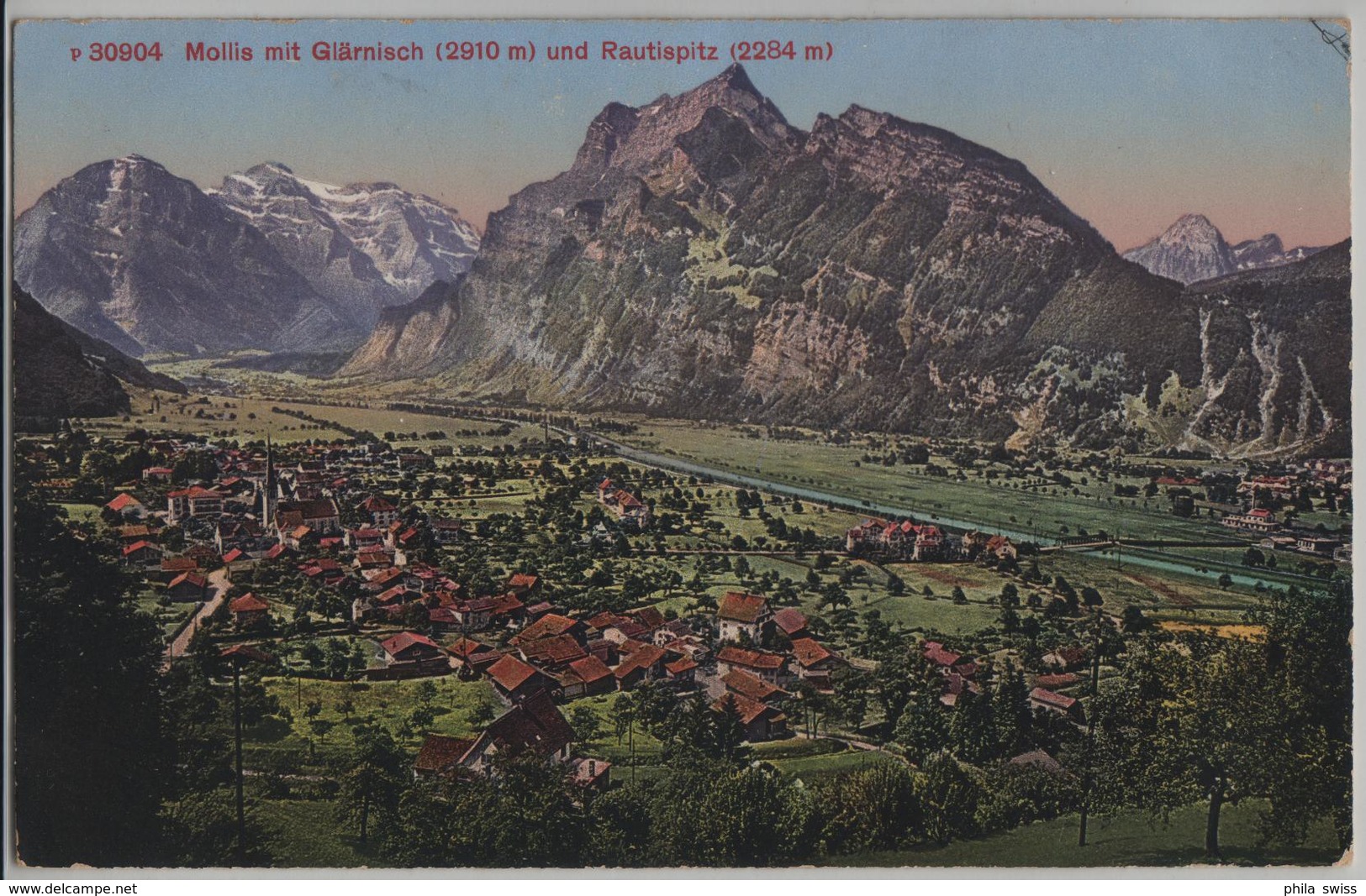 Mollis Mit Glärnisch (2910 M) Und Rautispitz (2284 M) - Photoglob No. 30904 - Mollis