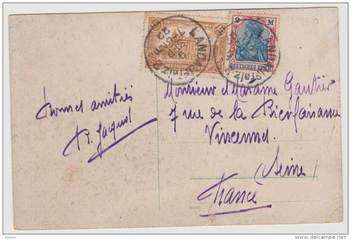 Inf322 / DEUTSCHLAND -  Ansichtskarte Landau, Fesrhalle 1922 Nach Frankreich - Lettres & Documents