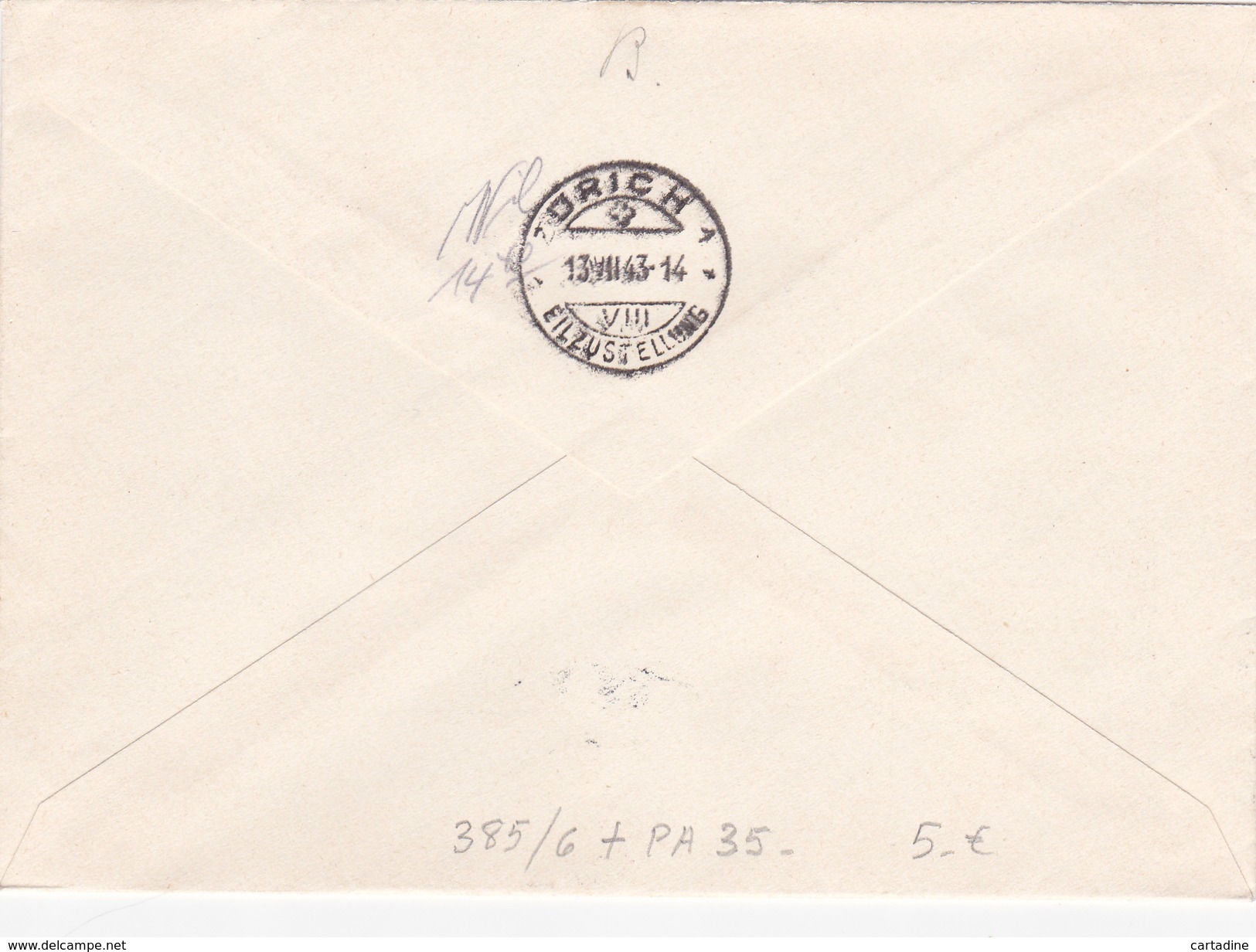 Enveloppe Timbres Suisse N° 385/6 + P.A.(Poste Aérienne) N° 35 - Fête Nationale - Covers & Documents