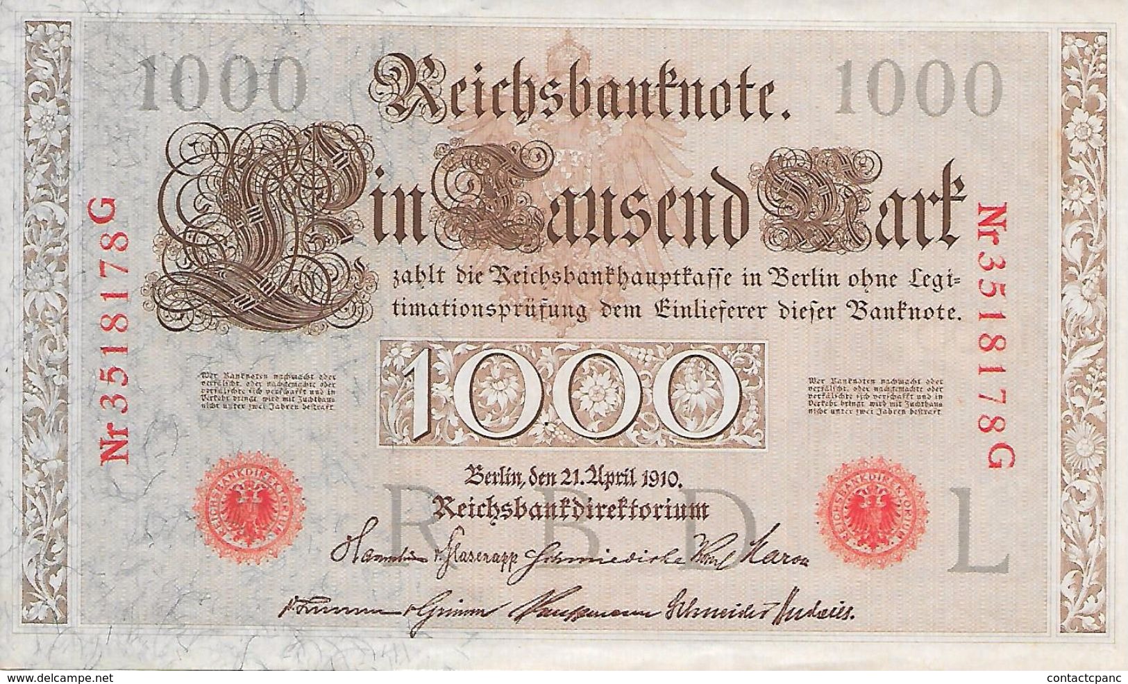 1000 Mark - 21 Avril 1910 - Reichsbanknote - 1000 Mark