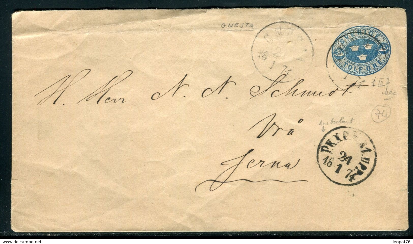 Suéde - Entier Postal En 1874 - Ref JJ 54 - Entiers Postaux