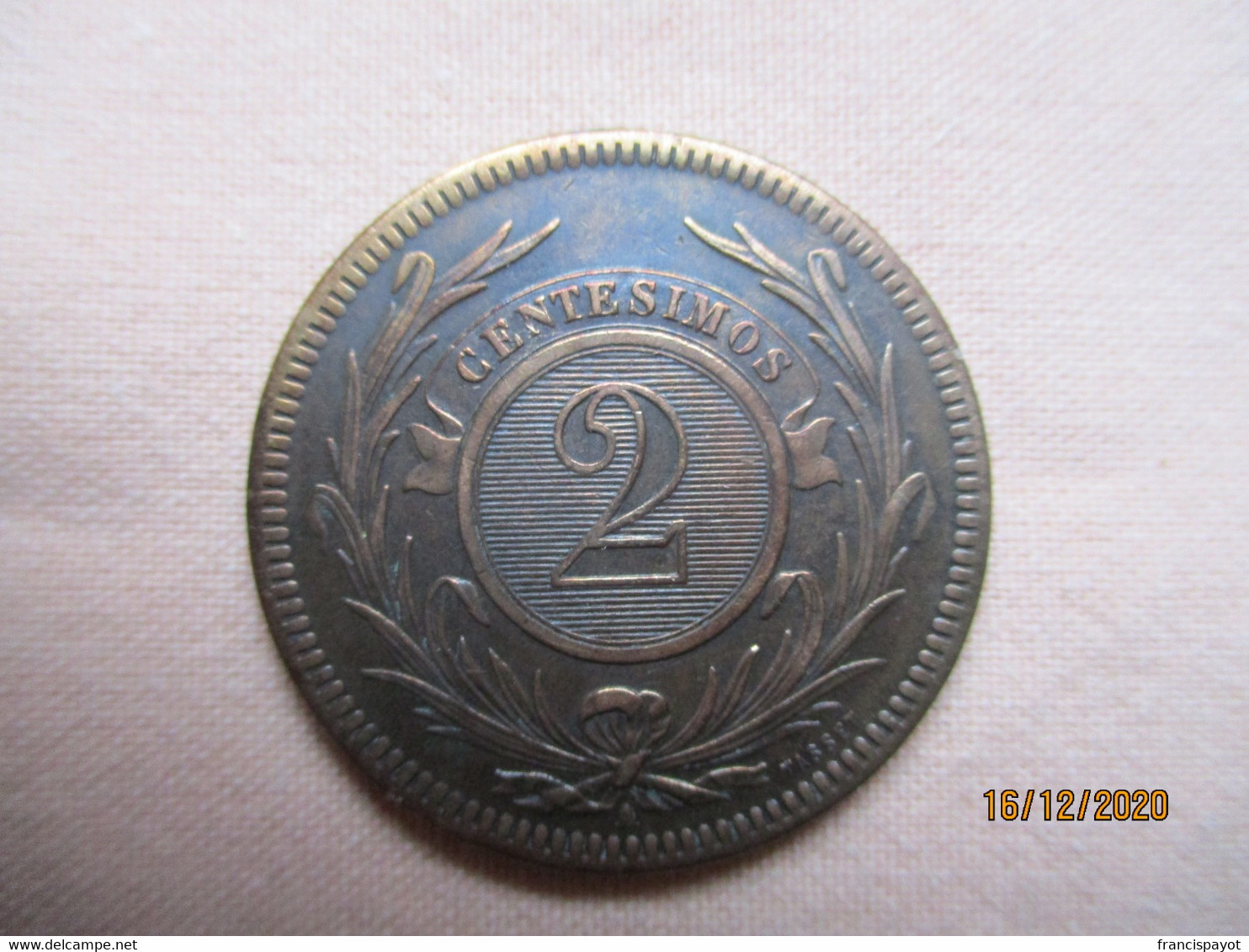 Uruguay: 2 Centesimos 1869 A (Paris) - Uruguay