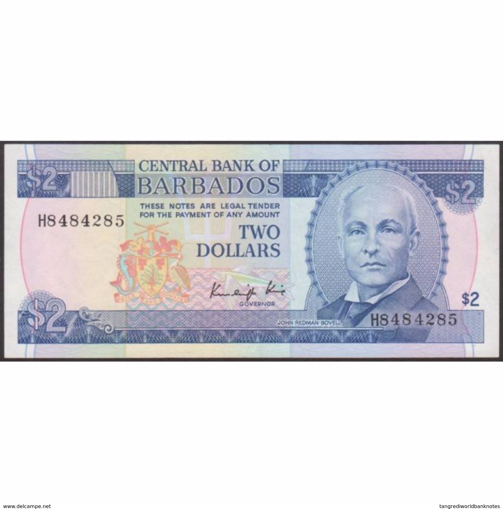 TWN - BARBADOS 36 - 2 Dollars 1986 H8 484285 - Signature: King&#xFEFF; AVF - Barbados