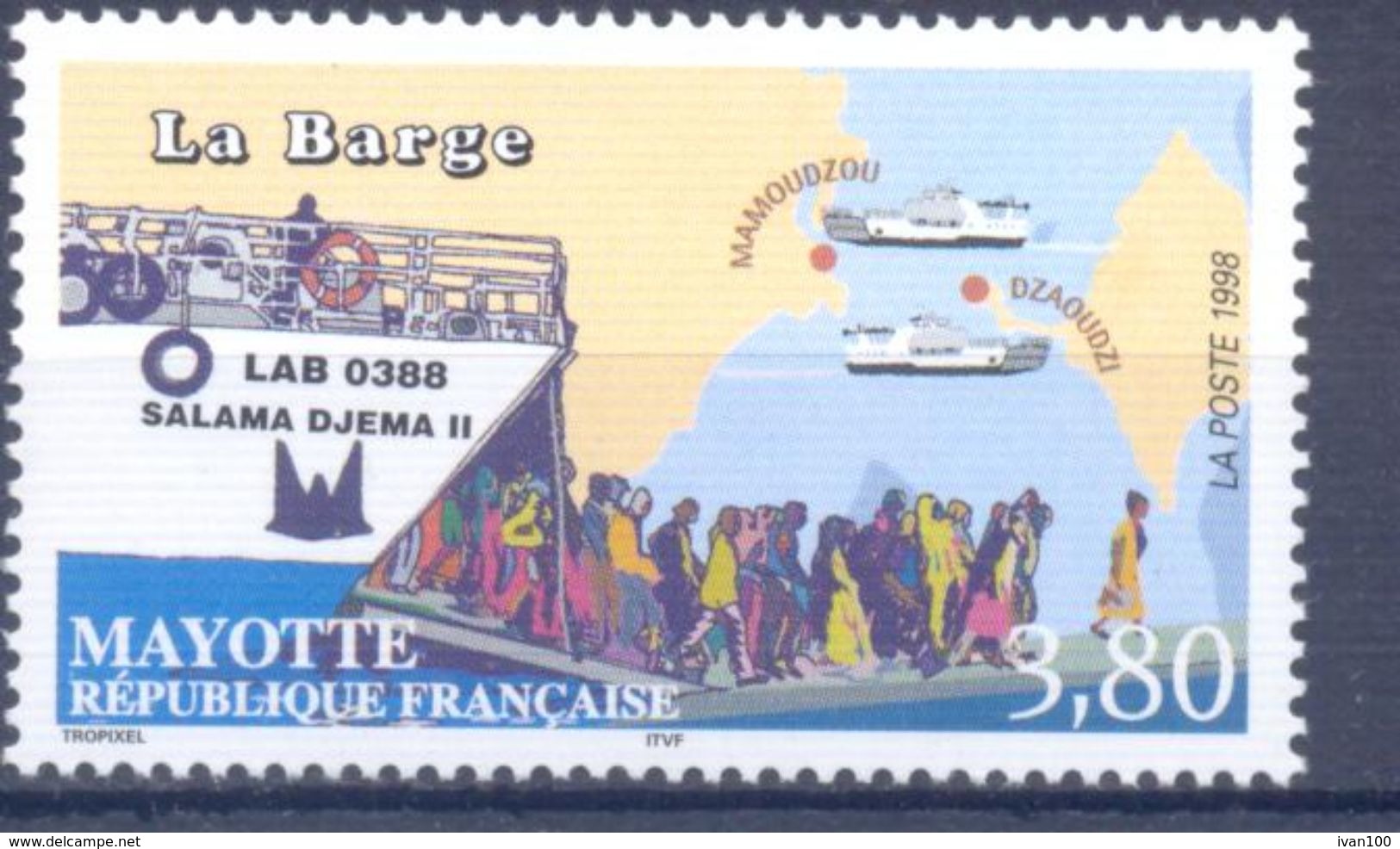 1998. Mayotte, Ship, Tourism, 1v, Mint/** - Autres - Afrique