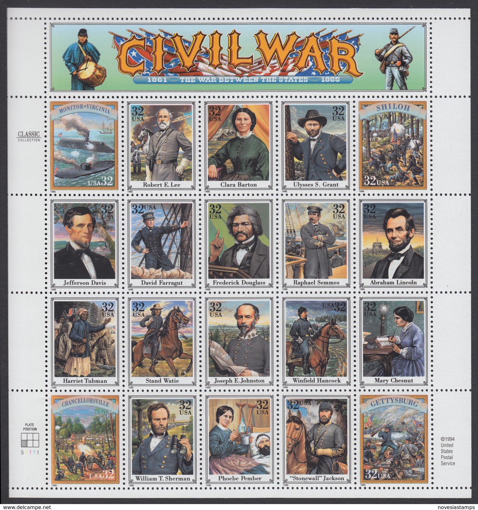 !a! USA Sc# 2975 MNH SHEET(20) (a04) - Civil War - Feuilles Complètes