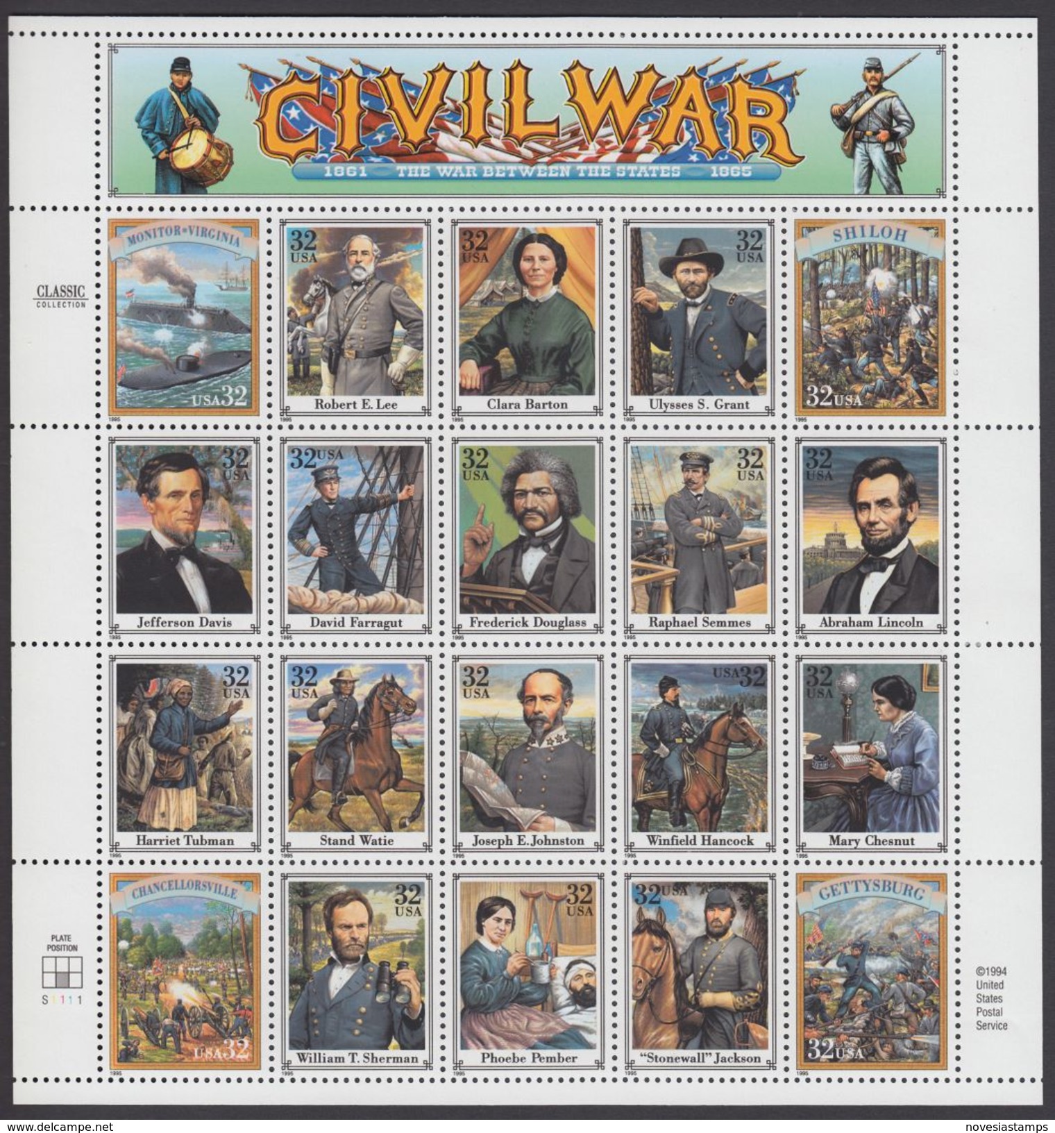 !a! USA Sc# 2975 MNH SHEET(20) (a05) - Civil War - Sheets