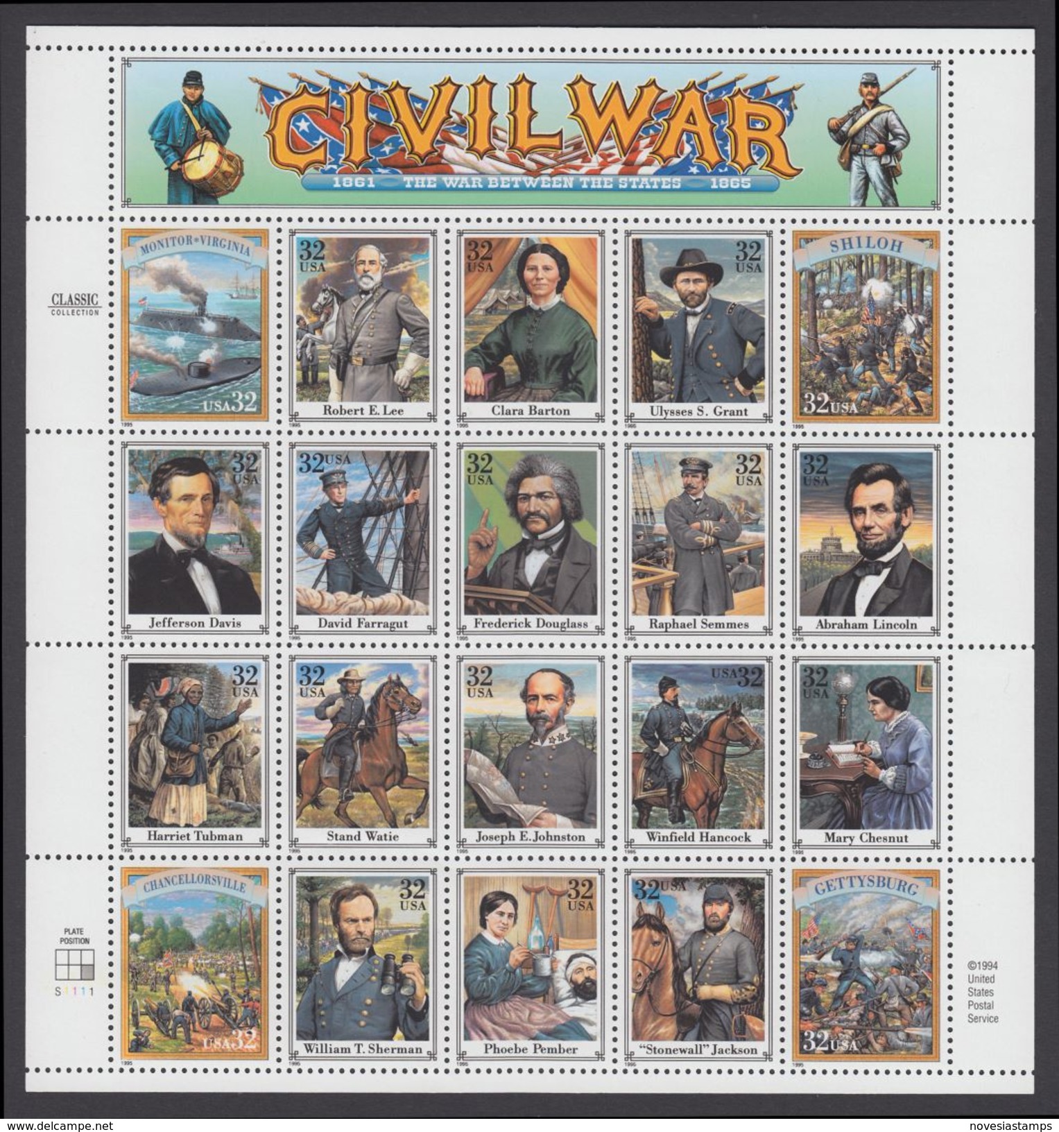 !a! USA Sc# 2975 MNH SHEET(20) (a06) - Civil War - Hojas Completas