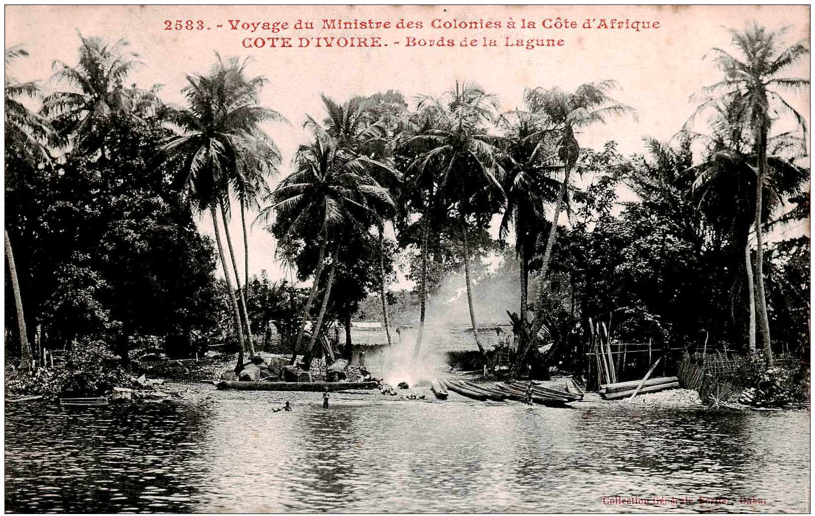 CPA Le Voyage Du Ministre Des Colonies à La Côte D' Afrique , Les Bords De La Lagune Code Postal  Cote D' Ivoire - Elfenbeinküste