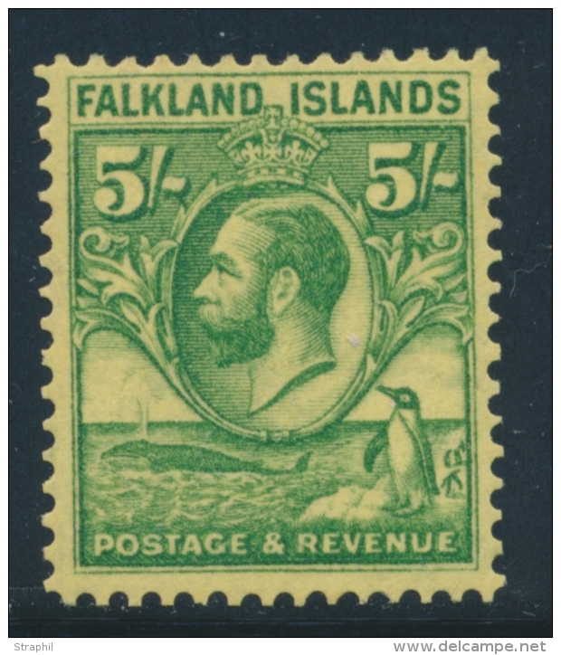 N&deg;56 - 5$ Vert S/jaune - TB - Falkland