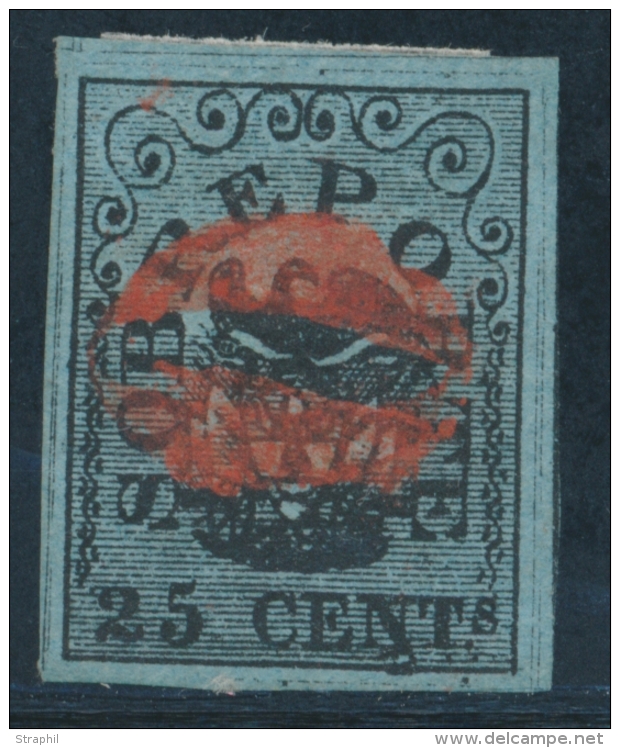 TIMBRES TAXE  N&deg;3 - 25c Bleu - Obl. Rge - Sign&eacute; Pavoille - TB - Colombia