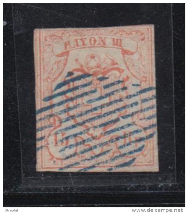 N&deg;18 (N&deg;22) - Obl. Grille Bleue - Sign&eacute; Calves - Filet Sup Entam&eacute; - 1843-1852 Timbres Cantonaux Et  Fédéraux