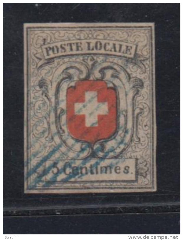 N&deg;11 (N&deg;7) - 5c Noir Et Rouge - Sign&eacute; Calves - B - 1843-1852 Timbres Cantonaux Et  Fédéraux