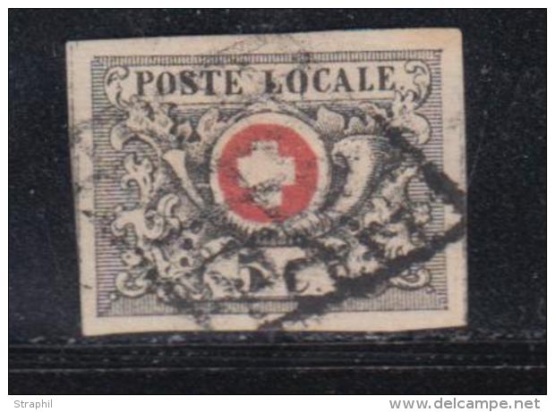 N&deg;10 (N&deg;6) - 5c Noir Et Rouge - Certif. - TB - 1843-1852 Timbres Cantonaux Et  Fédéraux