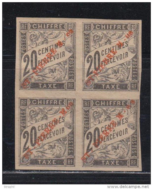 SPM - TIMBRES TAXE N&deg;4 - 20c Noir - Bloc De 4 - 2 Ex. Luxe - TB - Autres & Non Classés