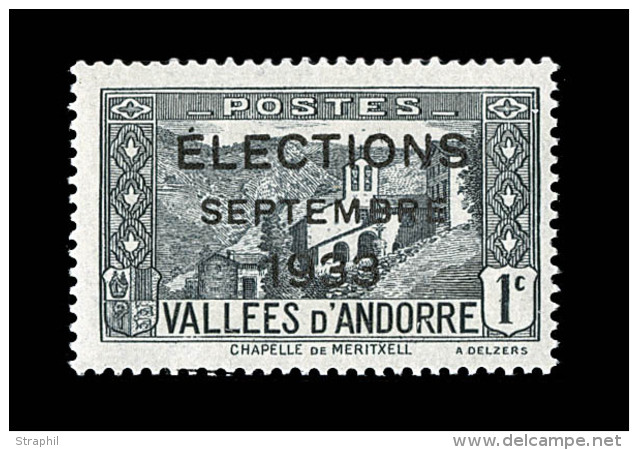 Mau N&deg;24A - 1c Gris Noir - Surch Election Septembre 1933 Renvers&eacute;e -TB - Nuevos
