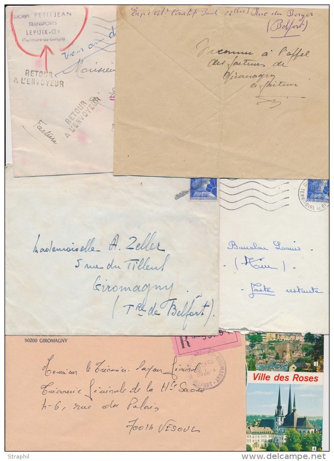 Lot De 23 Plis - P&eacute;r. 1943/95 - Obl. Giromagny, Joncherey, La Chapelle S/Rougemont - Maj. TB - Lettres & Documents