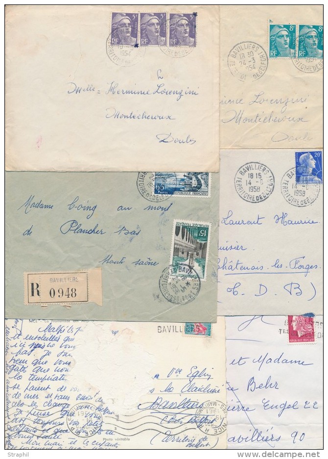 Lot De 39 Plis - Obl. Bavilliers/Beaucourt - P&eacute;r. 1900 &agrave; Nos Jours Dt Rec, Taxes, Franchise&hellip; - Maj. - Lettres & Documents