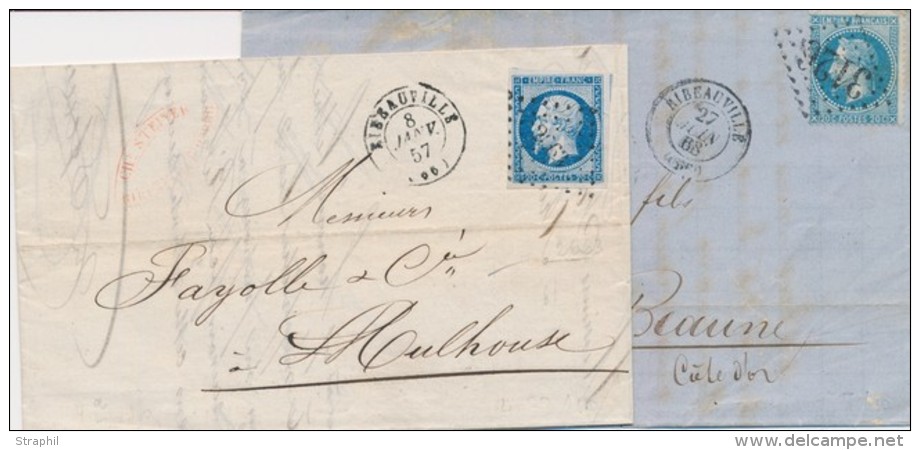 2 Plis Ribeauvill&eacute; - Dat&eacute;s 1857 Et 1868 - TB - Cartas & Documentos