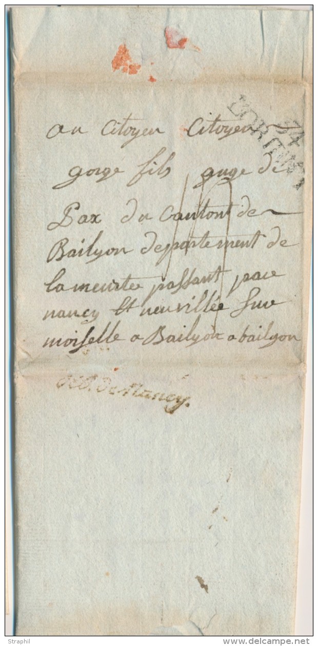 DEB DE NANCY - S/pli De LORIENT - De 1797 - B/TB - Lettres & Documents