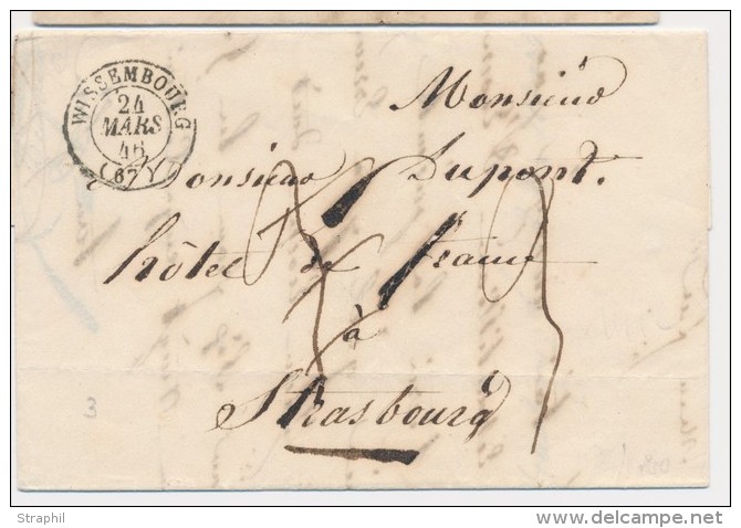 T15 Wissembourg - &agrave; Strasbourg - 1846 - TB - Lettres & Documents