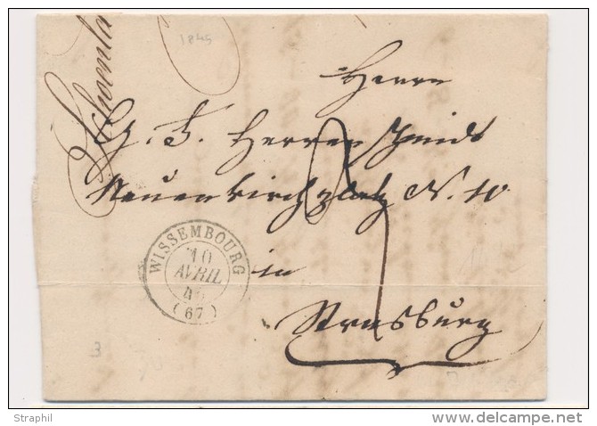 T15 Wissembourg - 1845 - Pour Nurnberg - Taxe 3 - TB - Lettres & Documents