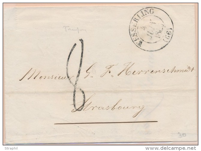 T13 Wesserling - 4/Juin/1843 + Taxe Tampon 8 - Pour Strasbourg - TB - Cartas & Documentos