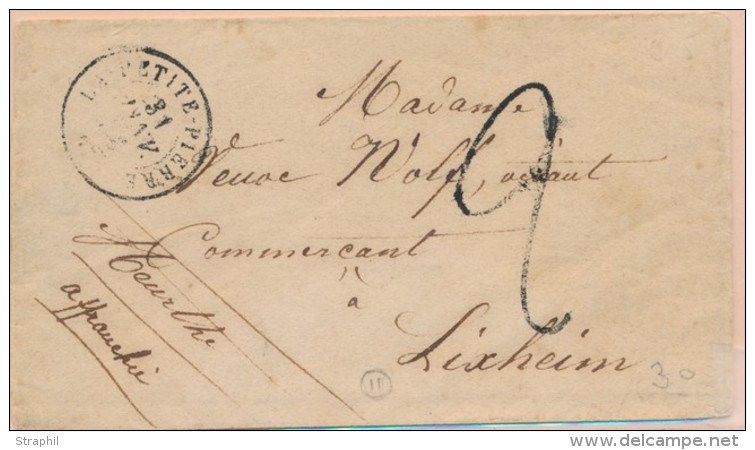 La Petite Pierre - 31 Janv (1850) + Taxe Tampon 2 - Pr Lixheim - B/TB - Covers & Documents