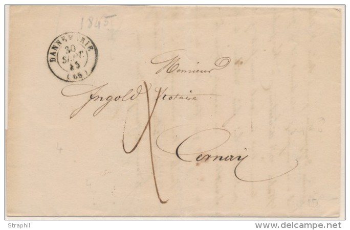 T15 Dannemarie - 1845 - Pour Cernay - Taxe 2 - TB - Lettres & Documents