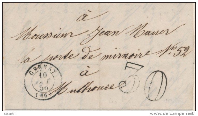 T15 Cernay - 1856 - Pour Mulhouse - Taxe 30Dt - TB - Lettres & Documents
