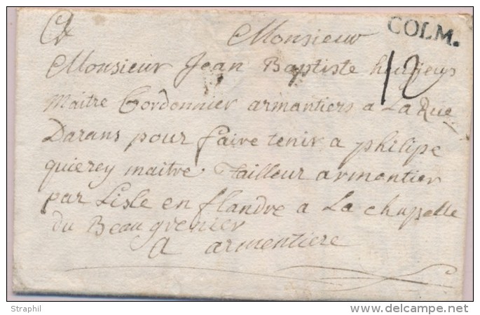 COLM 12 - Du Camp De Neuf Brisach - 15/9/1743 - Post&eacute;e &agrave; Colmar - Pr Armenti&egrave;re - Lettres & Documents