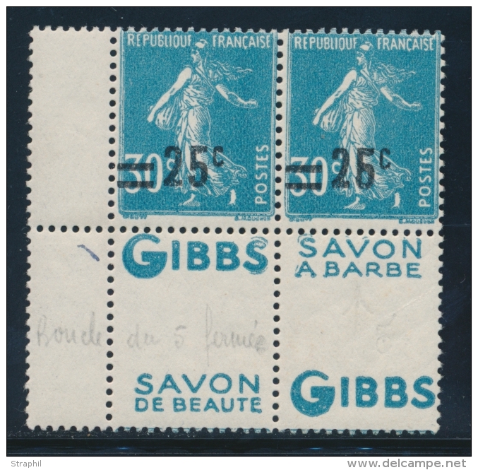 N&deg;217e - Boucle Du "5" Ferm&eacute; - Tenant &agrave; Normal + Bde PUB GIBBS - TB - Unused Stamps