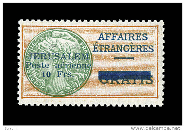 POSTES JERUSALEM  PA N&deg;1 - 10F Orange Et Vert - Sign&eacute; Brun - Certif. - TB - Guerre De 1939-45